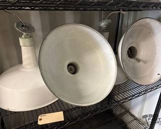 5032 4 Vintage Porcelain Industrial Light Fixtures