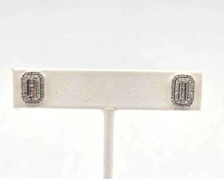 800 10k White Gold Earrings with Diamonds, 2.1g