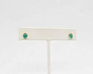 714 14k Gold Jadeite Earrings, 0.7g
