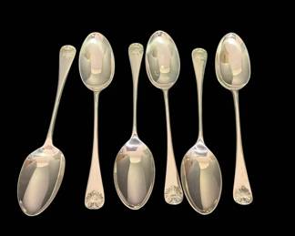 Stieff Williamsburg Shell Patterned Sterling Silver 6 Spoons 208g Total