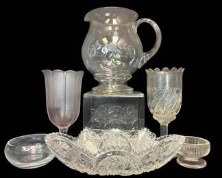 Etched Floral Glass Pitcher, Lenox Bowl More