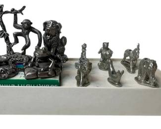 Empire Silver Birthday Candleholder And Pewter Figurines