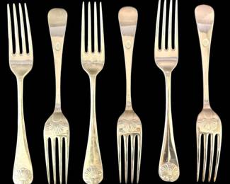Stieff Sterling Silver Williamsburg Shell Pattern 7.5 Forks 426g Total