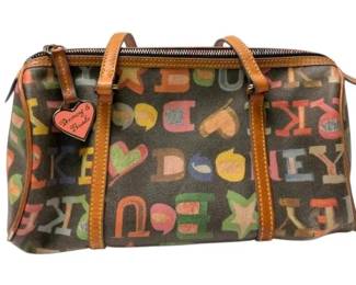 Dooney Burke Multicolored Barrel Shoulder Bag w COA