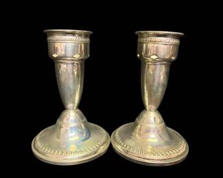 Sterling Silver Weighted Candlesticks, Bell LA Brandmark 564g Total