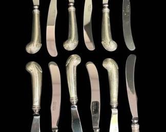 Stieff Sterling Silver Handle 10 Knives W Williamsburg Shell Pattern 1350g Total