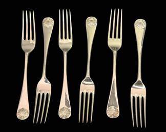 Stieff Williamsburg Shell Patterned Sterling Silver 7.5 Forks 424g Total