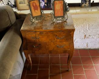 Antique side table with drawers.