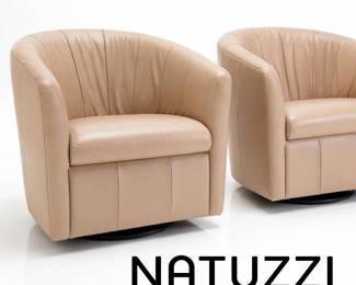 Pair Leather Swivel Chairs MADE IN ITALY bid #9