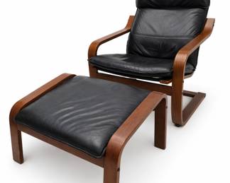 Black Leather Lounger and Ottoman bid #46