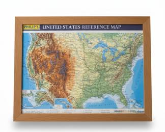 Vintage Philips Framed United States Wall Map 
