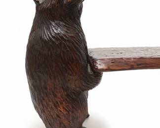 5' Long Chainsaw Carved Mama and Cub Bear Bench