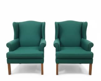 Country Manor Green Wingback Chairs