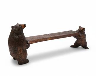 5' Long Chainsaw Carved Mama and Cub Bear Bench