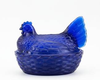 Vintage Colbalt Blue Nested Hen Dish
