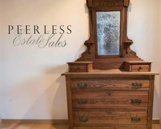 ASK TO SEE: Antique Oak Gentleman's Dresser $125 or bid #51