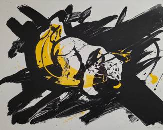 "Banana Polar Bear" by CORWIN CLAIRMONT, unframed monoprint bid #35