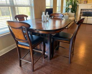 	#28	High Top Table With Leaf and Bottom Storage 55"-71"X47"X36"	SOLD