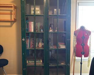 	#39	Distressed Green Glass Front Cabinet 43"X16"x87"	 SOLD			