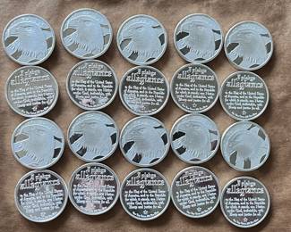 Pledge of Allegiance Eagle coins, 1 Troy oz. Silver