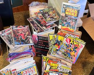 Just a few of the comic books, there are two boxes of Marvel comic books!