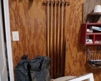 More Pool Cues With Wall Rack