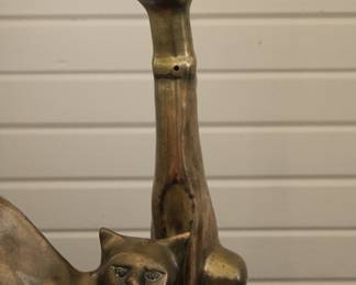 Signed Mid Century Brass Cat Figurine's.   Atomic