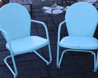 Retro Metal Tulip Armchairs