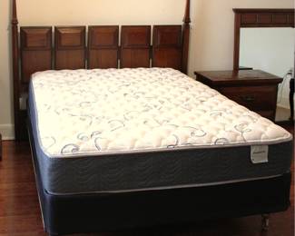Solid Full Size Panel Bed has Matching Dresser, Mirror and Nightstand