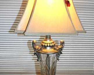 Cut Crystal Table Lamp W/ Brass