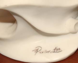 Porcelain Scarlet Ibis Bird Sculpture Signed