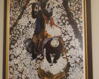 Framed Art by Annie Lee "Cotton Picker Family" Signed and Numbered