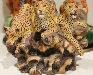 Hand Painted Leopard Sculpture