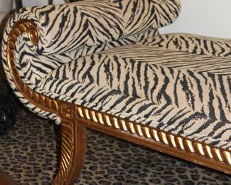 Baroque-Style Chaise Lounge W/ Gold-Gilded Frame