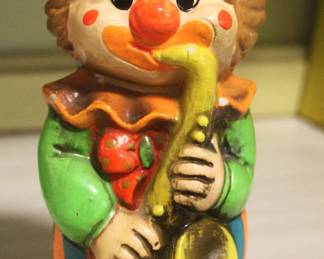 Vintage Hand-Painted Ceramic Clown Piggy Bank