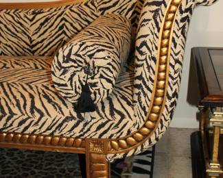 Baroque-Style Chaise Lounge W/ Gold-Gilded Frame