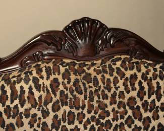 Queen Anne Accent Armchair W/ Leopard Print and Carved Wood