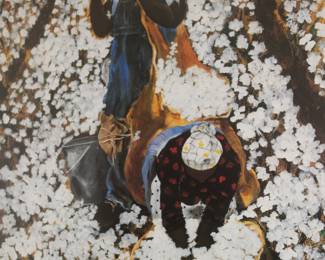 Framed Art by Annie Lee "Cotton Picker Family" Signed and Numbered