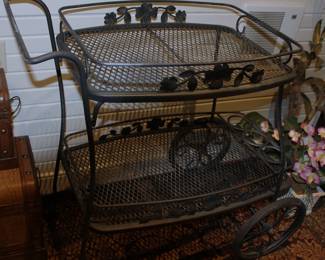 Vintage Wrought Iron Serving Cart
