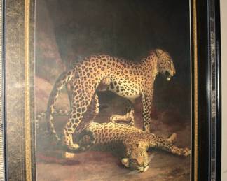 Framed Art Print of the 1808 Painting Titled Two Leopards Lying in the Exeter Exchange by Swiss Artist