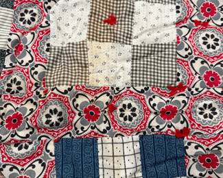 Vintage 9 Patch Quilt, pic 2 of 4.  Measures approximately 79 x 70