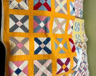 Vintage “Gold” block quilt. 
Pic 2 of 6