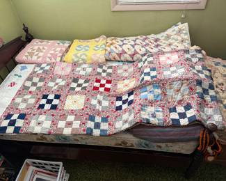 Vintage 9 Patch Quilt, pic 1 of 4.  Measures approximately 79 x 70