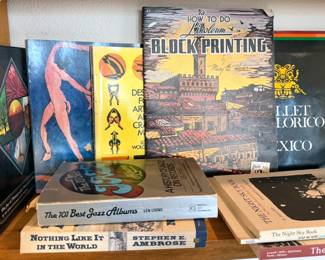 Fiction: Gabriel Garcia Marquez, Isabel Allende, John Nichols, Toni Morrison, Khaled Hosseini, Edward Abbey
Non-fiction: politics, economics, leather-bound law books, language dictionaries, nature guides, herbalism, meditation, celestial navigation
Coffee-table: travel, culture, New Mexico