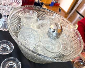 Cut glass punch bowl