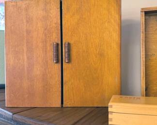 Wood boxes + cabinet