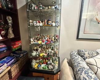 Display cabinet with salt & pepper shaker collection 