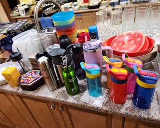 Tupperware & water bottles