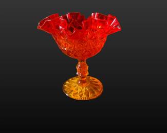 Fenton Amberina glass compote
