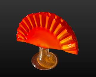 Vintage Orange red art glass bowl